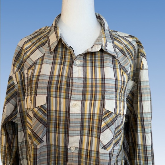 Patagonia Men's Yellow and Brown Plaid Shirt XXL - Picture 2 of 10